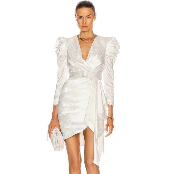 2021 new sinly women spring fashion long sleeve v neck belt white lady elegant evening party vestidos o4s8, Black;gray
2021 new sinly women spring fashion long sleeve v neck belt white lady elegant evening party vestidos o4s8, Black;gray