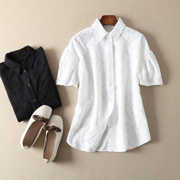 women's blouses & shirts cotton 100% women 2021 black/white phoenix embroidery blouse with short puff sleeve
women's blouses & shirts cotton 100% women 2021 black/white phoenix embroidery blouse with short puff sleeve