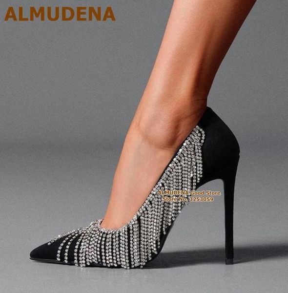 almudena bling bling crystal fringe wedding shoes black suede silver rhinestone embellished tassel high heel pumps pointed toe
almudena bling bling crystal fringe wedding shoes black suede silver rhinestone embellished tassel high heel pumps pointed toe