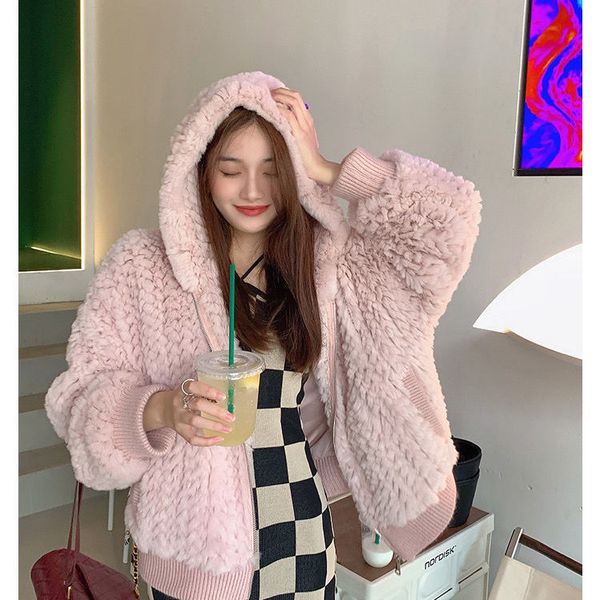 2021 winter new rex rabbit knitting hooded rabbit hair haining net red temperament women's fur coat, Black
2021 winter new rex rabbit knitting hooded rabbit hair haining net red temperament women's fur coat, Black