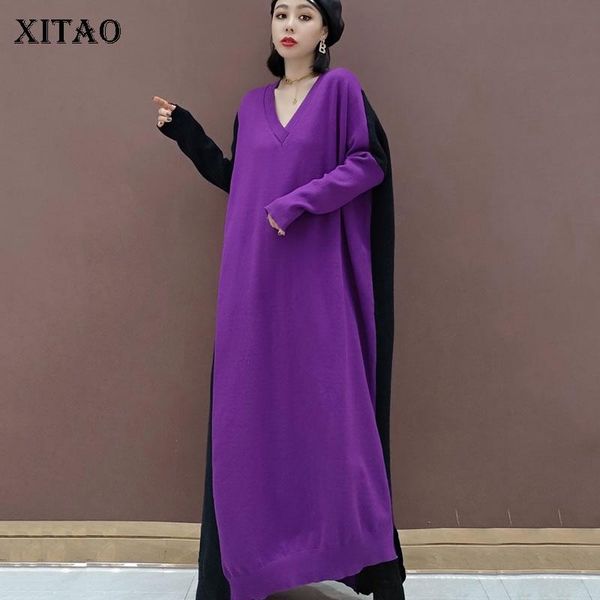 casual dresses xitao patchwork hit color dress women 2021 winter fashion style temperament all match v neck clothes zy1262, Black;gray
casual dresses xitao patchwork hit color dress women 2021 winter fashion style temperament all match v neck clothes zy1262, Black;gray