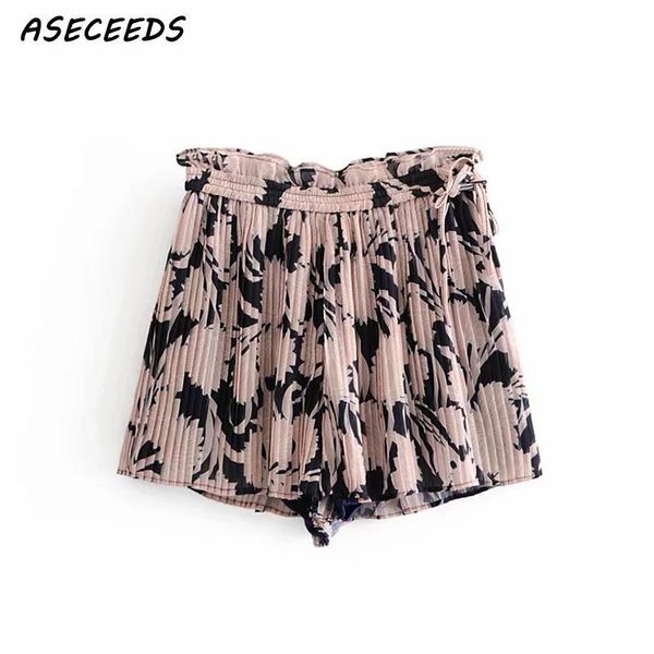 women's shorts korean fashion pleated floral print pink womens bow elastic high waisted summer beach casual mini 2021, White;black
women's shorts korean fashion pleated floral print pink womens bow elastic high waisted summer beach casual mini 2021, White;black
