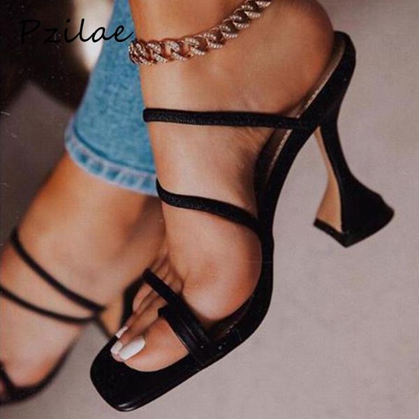 slippers pzilae 2021 fashion women square toe gladiator narrow band strap high heels summer shoes spike size 35-42, Black
slippers pzilae 2021 fashion women square toe gladiator narrow band strap high heels summer shoes spike size 35-42, Black