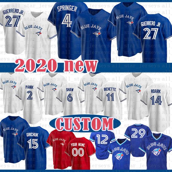 toronto blue jay 4 george springer baseball jersey 27 vladimir guerrero jr. custom 11 george bell 12 roberto alomar 20 josh donaldson purple, Blue;black 
toronto blue jay 4 george springer baseball jersey 27 vladimir guerrero jr. custom 11 george bell 12 roberto alomar 20 josh donaldson purple, Blue;black
