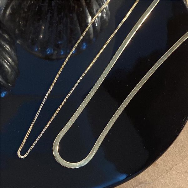 chains flat snake bone chain necklace titanium steel colorless clavicle minimalist choker same style, Silver
chains flat snake bone chain necklace titanium steel colorless clavicle minimalist choker same style, Silver