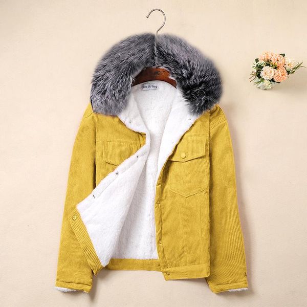 big fur 2021 winter women lambswool lining coat velvet warm women's bomber jacket winter corduroy female outwear student jacket, Black;brown
big fur 2021 winter women lambswool lining coat velvet warm women's bomber jacket winter corduroy female outwear student jacket, Black;brown