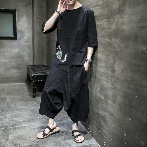 men's tracksuits -5xl 2021 summer chinese style retro embroidery mens short-sleeved t-shirt + cross pants suit 2 pieces sets large siz, Gray
men's tracksuits -5xl 2021 summer chinese style retro embroidery mens short-sleeved t-shirt + cross pants suit 2 pieces sets large siz, Gray