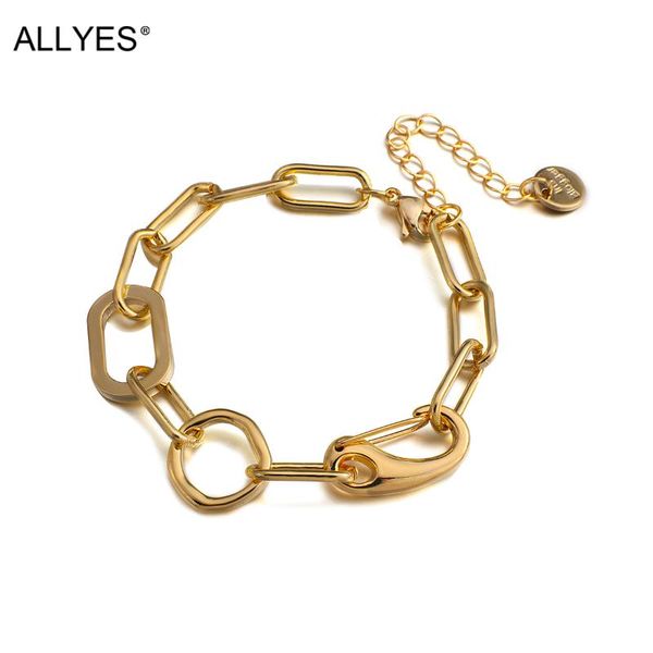 charm bracelets allyes chunky copper alloy simple chain for women men rock minimalist bracelet bangle matching jewelry gifts, Golden;silver
charm bracelets allyes chunky copper alloy simple chain for women men rock minimalist bracelet bangle matching jewelry gifts, Golden;silver