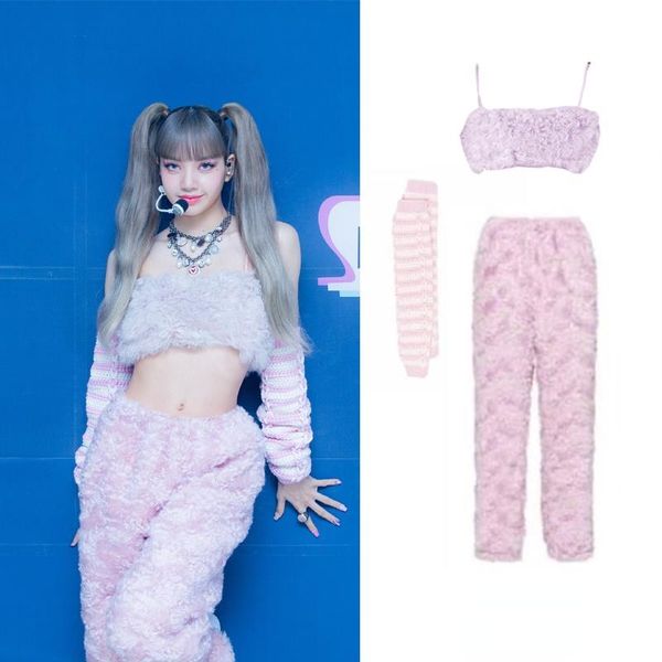 women's two piece pants kpop korea celebrity rose women festival performance costume sling cashmere vest rave wear fashion concert out, White
women's two piece pants kpop korea celebrity rose women festival performance costume sling cashmere vest rave wear fashion concert out, White