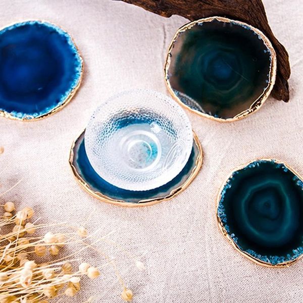 mats & pads 2pcs agate slice blue teacup tray decorative design stone gold edges home decor gemstone
mats & pads 2pcs agate slice blue teacup tray decorative design stone gold edges home decor gemstone