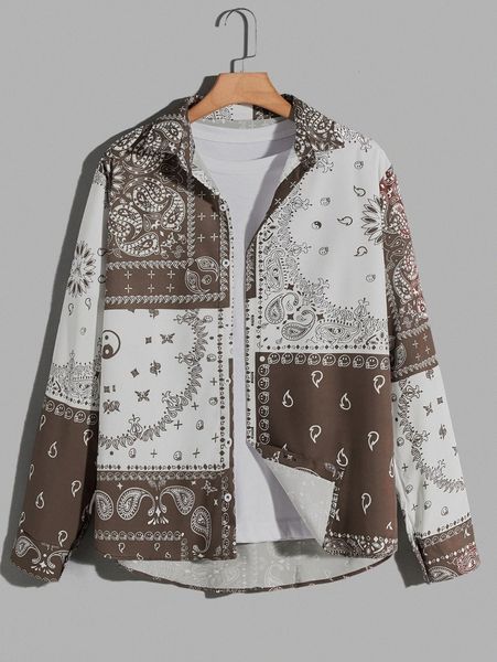 romwe guys yin and yang graphic paisley button front shirt without tee r1td#, White;black
romwe guys yin and yang graphic paisley button front shirt without tee r1td#, White;black