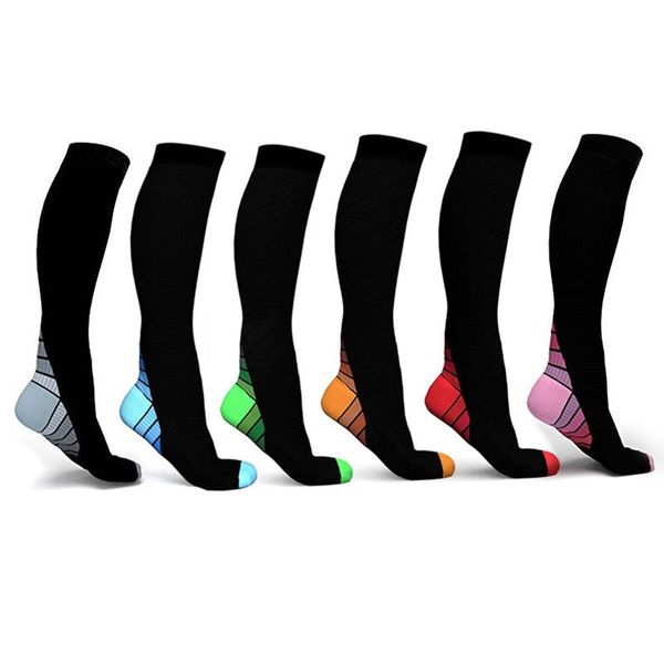 sports socks compression for men women athletic long stockings running outdoor daily g66, Black