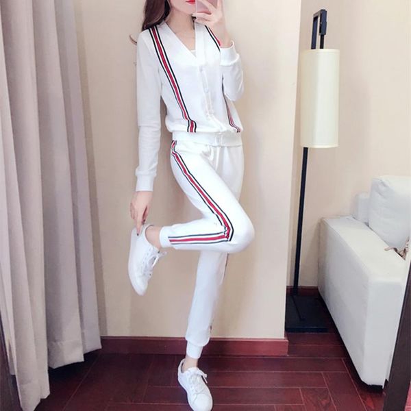 two piece dress spring 2021 autumn women v-neck knitted striped casual sweatshirts pants female fashion pieces sportwear sporting suit, White
two piece dress spring 2021 autumn women v-neck knitted striped casual sweatshirts pants female fashion pieces sportwear sporting suit, White