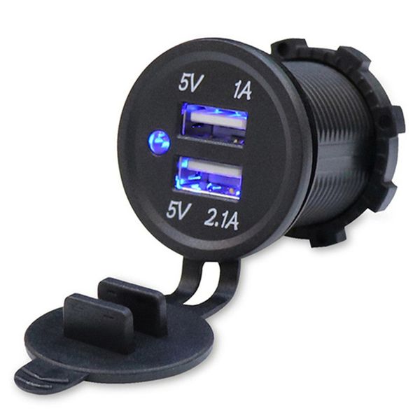 Image of Motorcycle Waterproof Car Chargers Dual USB Port Charger Socket Outlet 5V 2.1A 1.0A