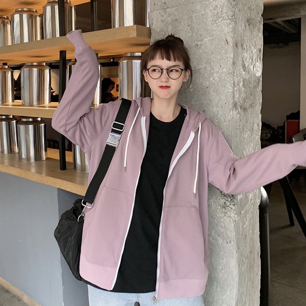 2021 new early autumn college style hooded sweatshirt women loose zipper jacket pocket simple and fashionable h4dp, Black
2021 new early autumn college style hooded sweatshirt women loose zipper jacket pocket simple and fashionable h4dp, Black
