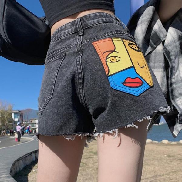 women's jeans y2k high waist ripped denim shorts women streetwear mini ultra female retro humor pocket funny print 2021, Blue
women's jeans y2k high waist ripped denim shorts women streetwear mini ultra female retro humor pocket funny print 2021, Blue