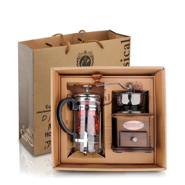 manual coffee grinders retro wooden grinder & french press pot set hand-grinding miller bean hand milling machine gift box
manual coffee grinders retro wooden grinder & french press pot set hand-grinding miller bean hand milling machine gift box