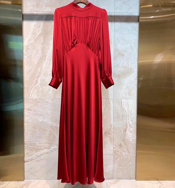 women silk dress autumn 2021 maxi belt slim waist lantern sleeve brief solid color long casual dresses, Black;gray
women silk dress autumn 2021 maxi belt slim waist lantern sleeve brief solid color long casual dresses, Black;gray