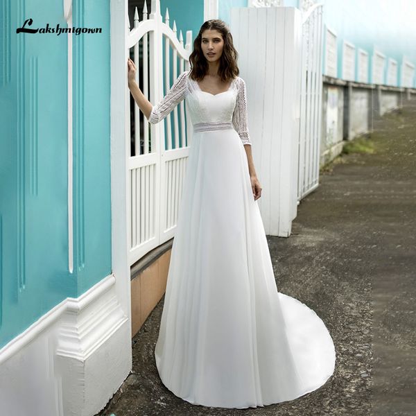 new boho es with sleeves vestido de novia 2021 vintage lace bridal chiffon beach wedding gown igij, White
new boho es with sleeves vestido de novia 2021 vintage lace bridal chiffon beach wedding gown igij, White