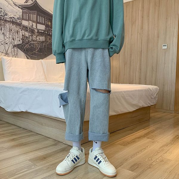 2021 new summer ripped men's fashion casual retro wide-leg jeans men streetwear hip-hop hole straight denim trousers mens vnvg, Blue
2021 new summer ripped men's fashion casual retro wide-leg jeans men streetwear hip-hop hole straight denim trousers mens vnvg, Blue