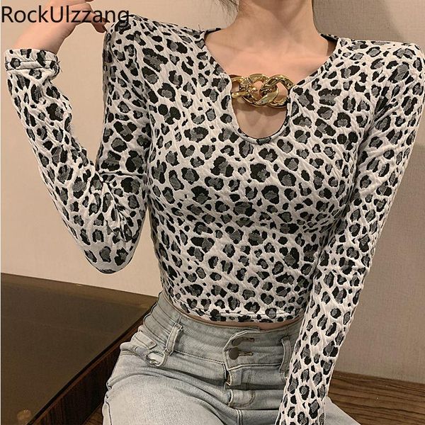 women's t-shirt chain style neck long sleeve slim bandage leopard graphic print crop women short t shirt cotton cropped fashion, White
women's t-shirt chain style neck long sleeve slim bandage leopard graphic print crop women short t shirt cotton cropped fashion, White