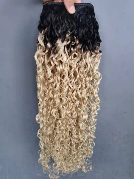 brazilian human virgin remy curly hair weft extensions ombre color black/blonde 613# 100g one bundle
brazilian human virgin remy curly hair weft extensions ombre color black/blonde 613# 100g one bundle