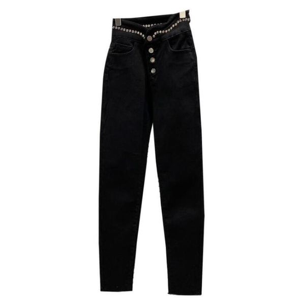 spring new high street black trousers women fashion rivet beaded waist elastic slim fit all-match pencil pants with velvet s641, Blue
spring new high street black trousers women fashion rivet beaded waist elastic slim fit all-match pencil pants with velvet s641, Blue