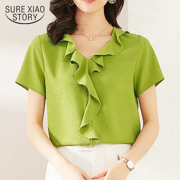 solid color ruffled chiffon shirt women short sleeve all-match slim-fit fashion style summer and blouse blusas mujer 10055 210528, White
solid color ruffled chiffon shirt women short sleeve all-match slim-fit fashion style summer and blouse blusas mujer 10055 210528, White