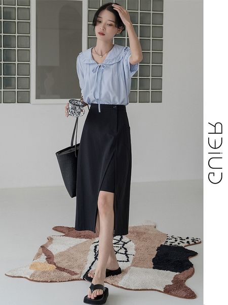skirts "guier" black irregular women's summer 2021 high waist a-line medium length split skirt
skirts "guier" black irregular women's summer 2021 high waist a-line medium length split skirt