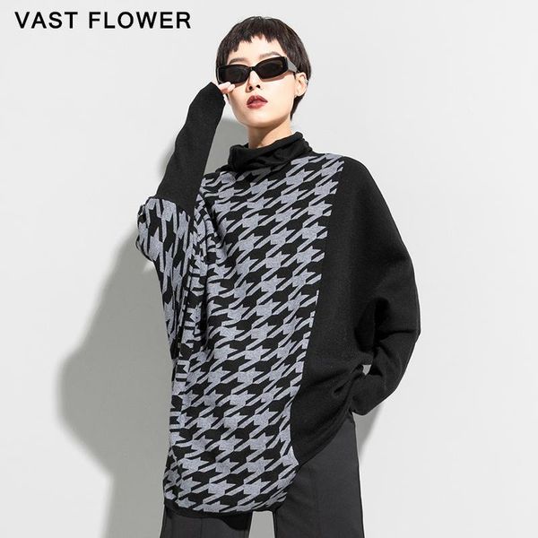 women's sweaters knitted sweater women irregular plaid patchwork 2021 winter turtleneck long sleeve pullover fashion loose oversized, White;black
women's sweaters knitted sweater women irregular plaid patchwork 2021 winter turtleneck long sleeve pullover fashion loose oversized, White;black
