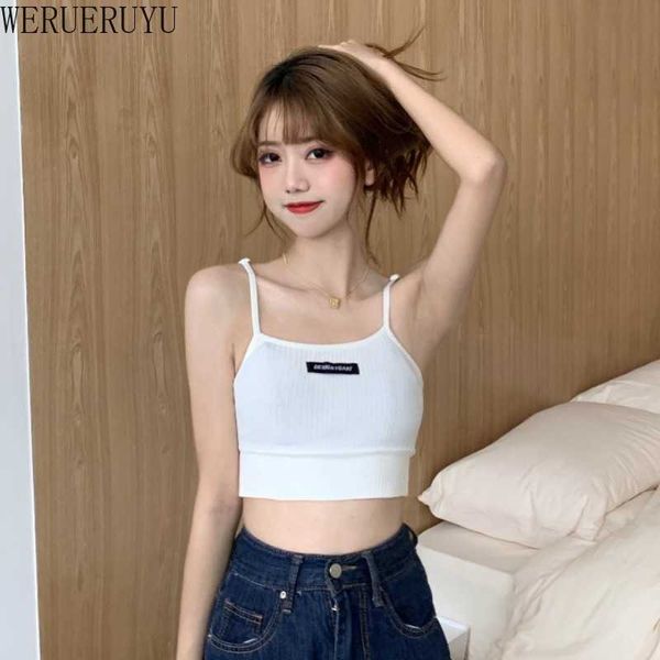 werueruyu o neck summer knit sleeveless women basic t shirt white off shoulder ribbed black tank casual 210608
werueruyu o neck summer knit sleeveless women basic t shirt white off shoulder ribbed black tank casual 210608