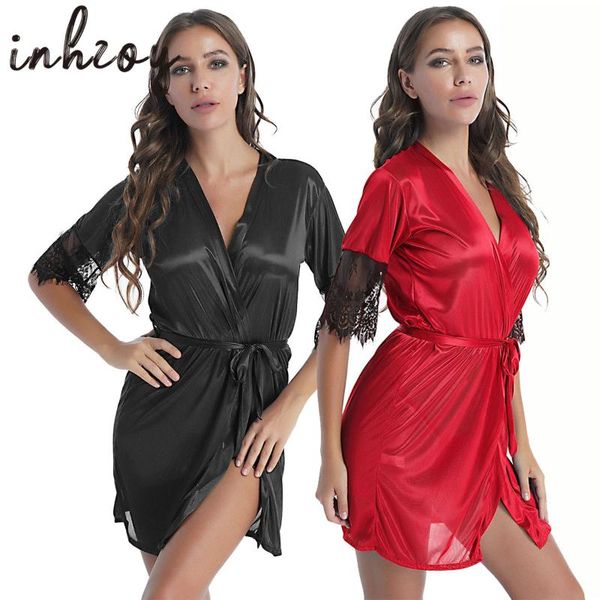 women's sleepwear women silk satin night-robe solid short kimono robe bathrobe pajamas lace night wear, Black;red
women's sleepwear women silk satin night-robe solid short kimono robe bathrobe pajamas lace night wear, Black;red