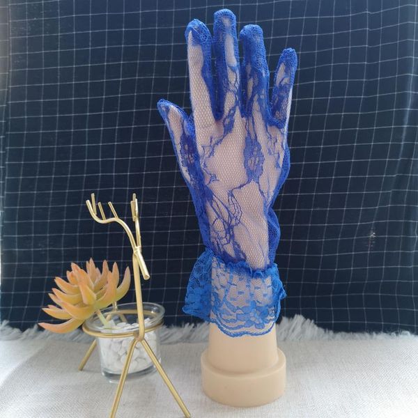 five fingers gloves summer lace pattern sun protection etiquette clothing accessories, Blue;gray
five fingers gloves summer lace pattern sun protection etiquette clothing accessories, Blue;gray