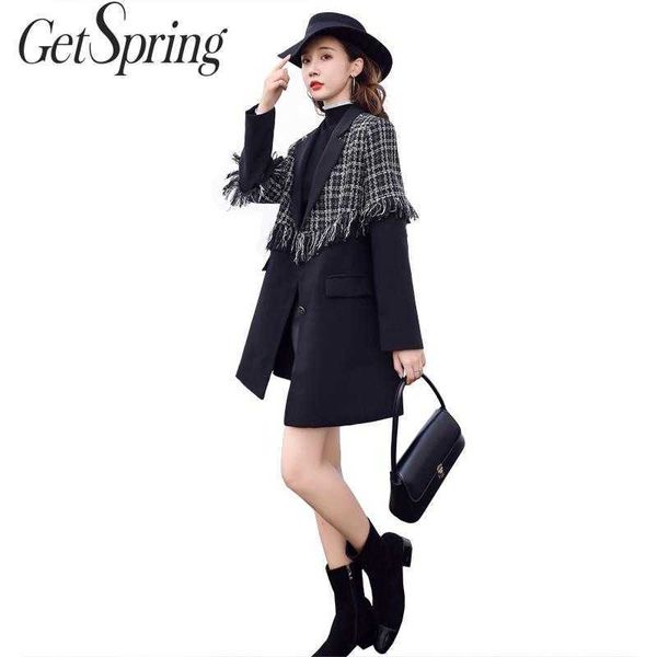getspring women blazer patchwork plaid color matching long s jackets vintage plus size oversized coat 210601, White;black
getspring women blazer patchwork plaid color matching long s jackets vintage plus size oversized coat 210601, White;black
