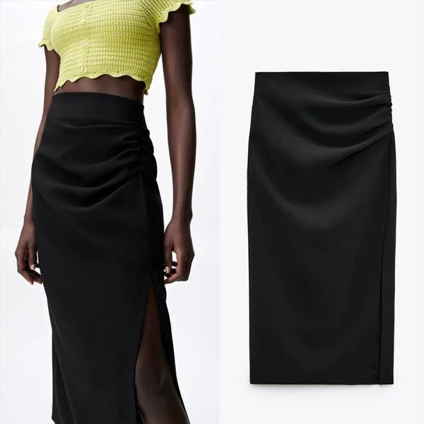 za black pencil women skirts high waist long summer pleated midi ruched elegant split
za black pencil women skirts high waist long summer pleated midi ruched elegant split
