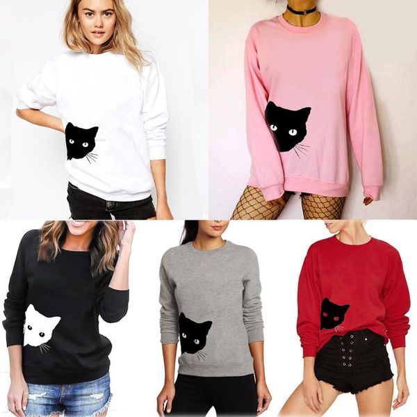 women's hoodies & sweatshirts 2021 autumu winter fashion women casual simple cat print loose sweatshirt long sleeve comfortable soft pu, Black
women's hoodies & sweatshirts 2021 autumu winter fashion women casual simple cat print loose sweatshirt long sleeve comfortable soft pu, Black