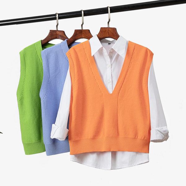 women's vests needbo knit vest women solid sleeveless jacket jackets outerwear autumn spring female pullove loose casual sweater, Black;white
women's vests needbo knit vest women solid sleeveless jacket jackets outerwear autumn spring female pullove loose casual sweater, Black;white