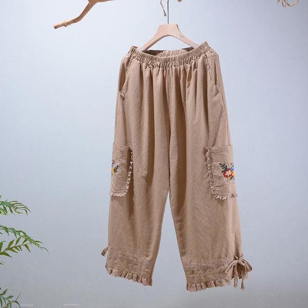 women's pants & capris summer elastic waist casual women embroidery flower wear n121, Black;white
women's pants & capris summer elastic waist casual women embroidery flower wear n121, Black;white