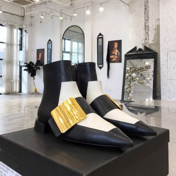 boots 2021 genuine leather ankle women pointed toe metal buckle knight woman white black short botas flats shoes
boots 2021 genuine leather ankle women pointed toe metal buckle knight woman white black short botas flats shoes