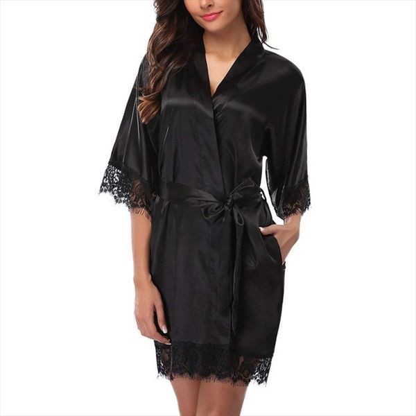 nightdress robes lace up womens sleepwears stitching spandex half sleeve dressing night gown solid robe, Black;red
nightdress robes lace up womens sleepwears stitching spandex half sleeve dressing night gown solid robe, Black;red
