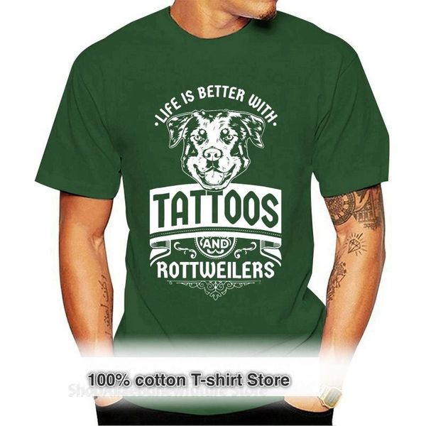 men's t-shirts t shirt european style in soft cotton tees life is better with tattoos and rottweilers casual tee, White;black
men's t-shirts t shirt european style in soft cotton tees life is better with tattoos and rottweilers casual tee, White;black