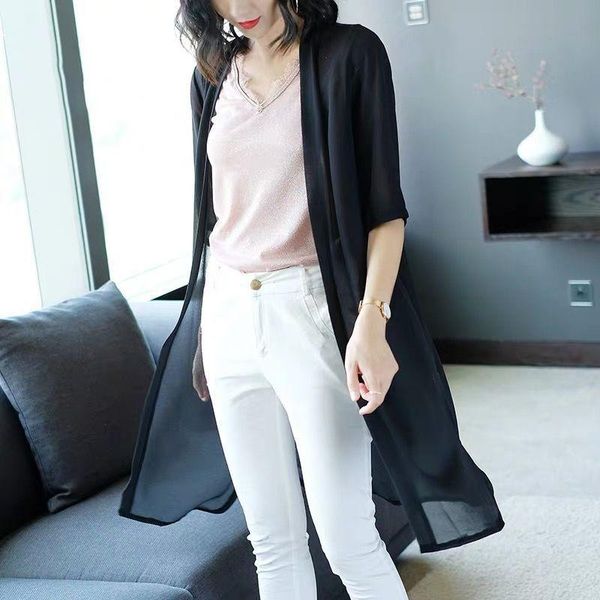 women fashion casual kimono cardigan summer long crochet chiffon kimono plus size black white -8xl sun protection shirt
women fashion casual kimono cardigan summer long crochet chiffon kimono plus size black white -8xl sun protection shirt