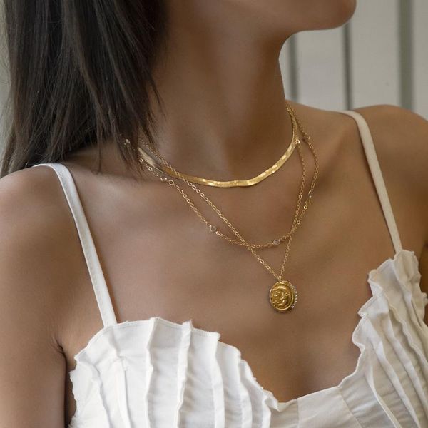 chains hip-hop temperament flat snake bone embossed round brand necklace retro simple multi-layer alloy rhinestone, Silver
chains hip-hop temperament flat snake bone embossed round brand necklace retro simple multi-layer alloy rhinestone, Silver