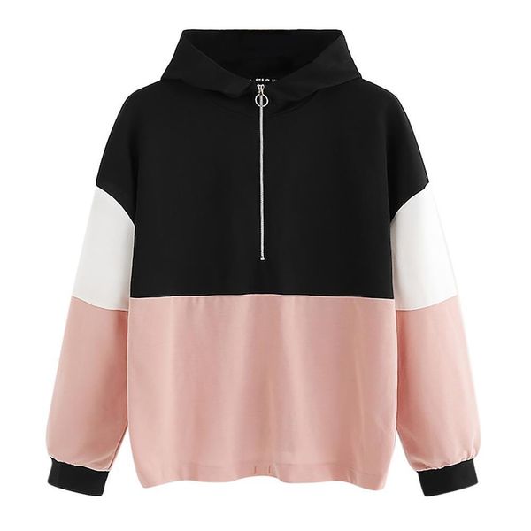 hoodies women zipper autumn hoodie jumper casual long sleeve color block sweatshirt polyester patchwork pullover, Black
hoodies women zipper autumn hoodie jumper casual long sleeve color block sweatshirt polyester patchwork pullover, Black
