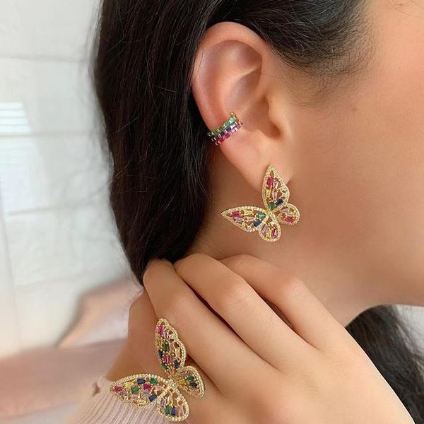 stud summer fashion luxury stunning women jewelry gold color baguette pink white rainbow cz pave beautiful butterfly earring, Golden;silver
stud summer fashion luxury stunning women jewelry gold color baguette pink white rainbow cz pave beautiful butterfly earring, Golden;silver