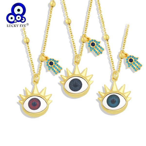 chokers lucky eye round zircon fatima hand pendant necklace copper multi color turkish evil for women girls jewery le914, Golden;silver
chokers lucky eye round zircon fatima hand pendant necklace copper multi color turkish evil for women girls jewery le914, Golden;silver