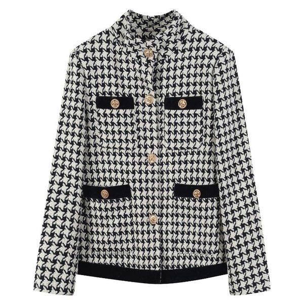 women's wool & blends spring autumn winter houndstooth coat women strand collar long sleeve woolen jacket vintage design fashion street, Black
women's wool & blends spring autumn winter houndstooth coat women strand collar long sleeve woolen jacket vintage design fashion street, Black