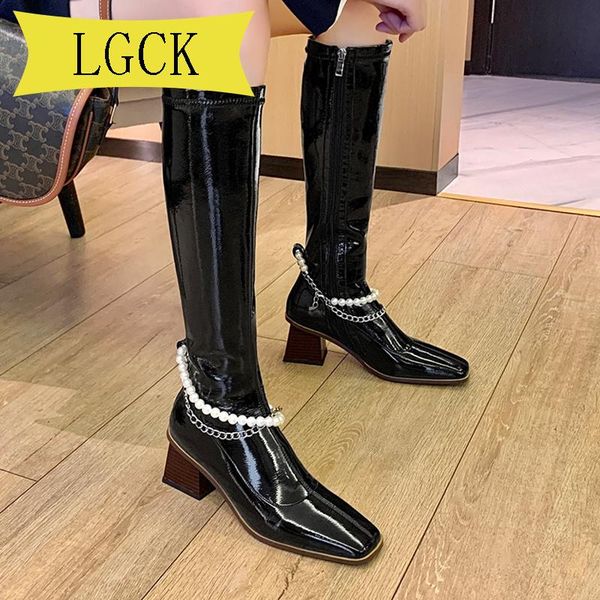 boots plus size 34-43 keep warm knee high autumn winter patent leather women shoes square toe fashion heel woman, Black
boots plus size 34-43 keep warm knee high autumn winter patent leather women shoes square toe fashion heel woman, Black