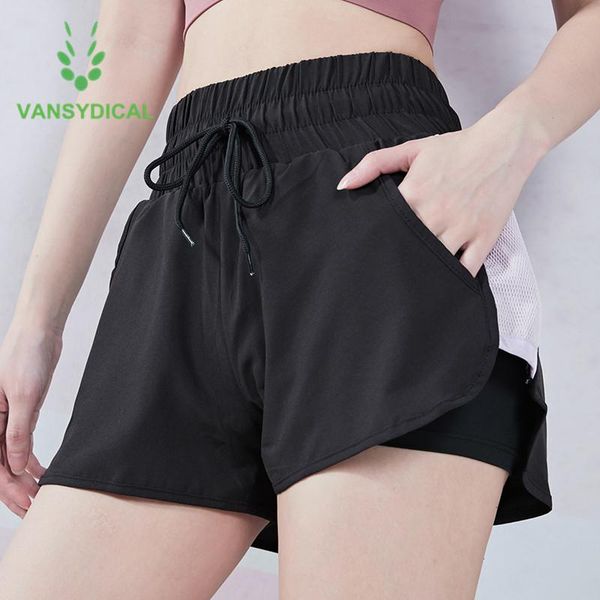 yoga outfits 2021 summer women sports running shorts 2 in 1 gym high-waist quick dry fitness training workout with pocket, White;red