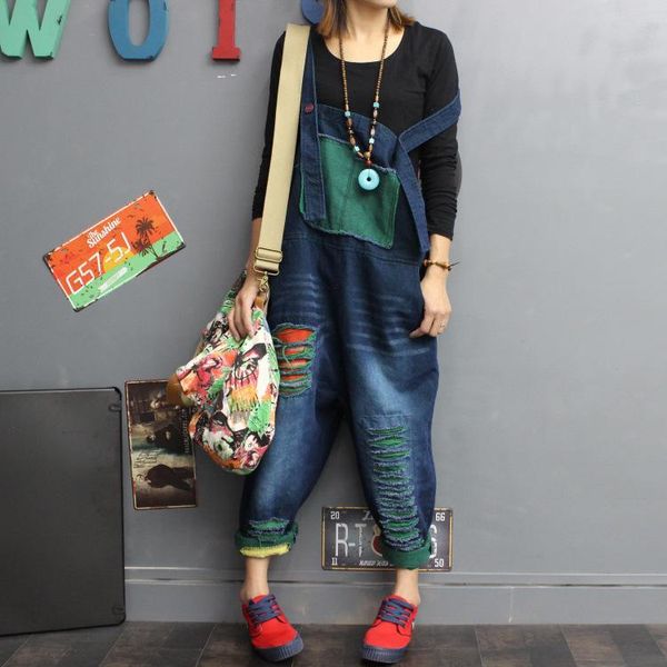 women's jumpsuits & rompers women loose denim holes scratched patchwork harem female ladies casual overalls, Black;white
women's jumpsuits & rompers women loose denim holes scratched patchwork harem female ladies casual overalls, Black;white